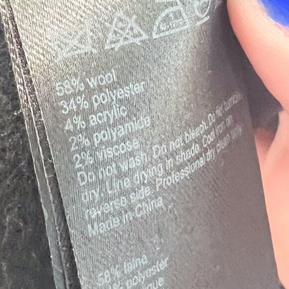 ALLSAINTS Adalee Black Wool Blend Coat Small Drape Front Classic Minimalist - Picture 8 of 9